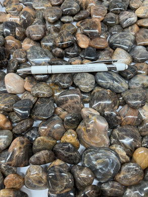 Polished Black Moonstone Puffy Hearts from Madagascar 1 pound Roughstone.Rocks LLC