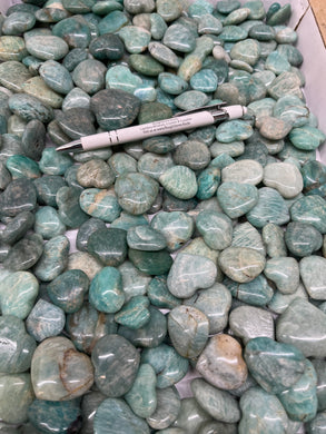 Polished Puffy Amazonite Hearts from Madagascar 1 pound Roughstone.Rocks LLC